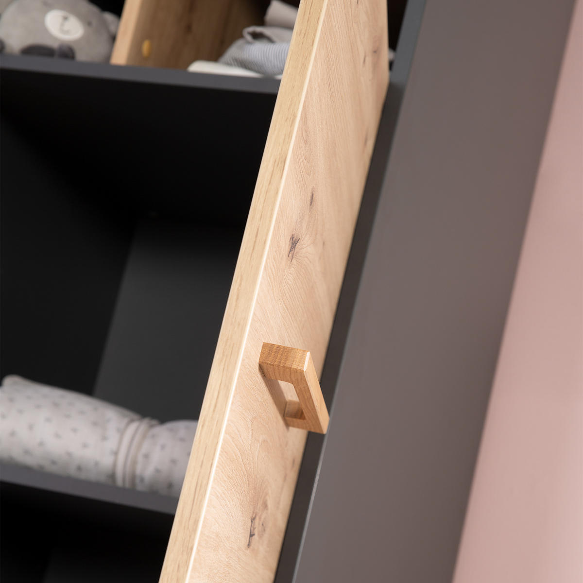 KLEIDERSCHRANK Lenn - Anthrazit, Holz/Holzwerkstoff (131.5/195/54cm) - Roba