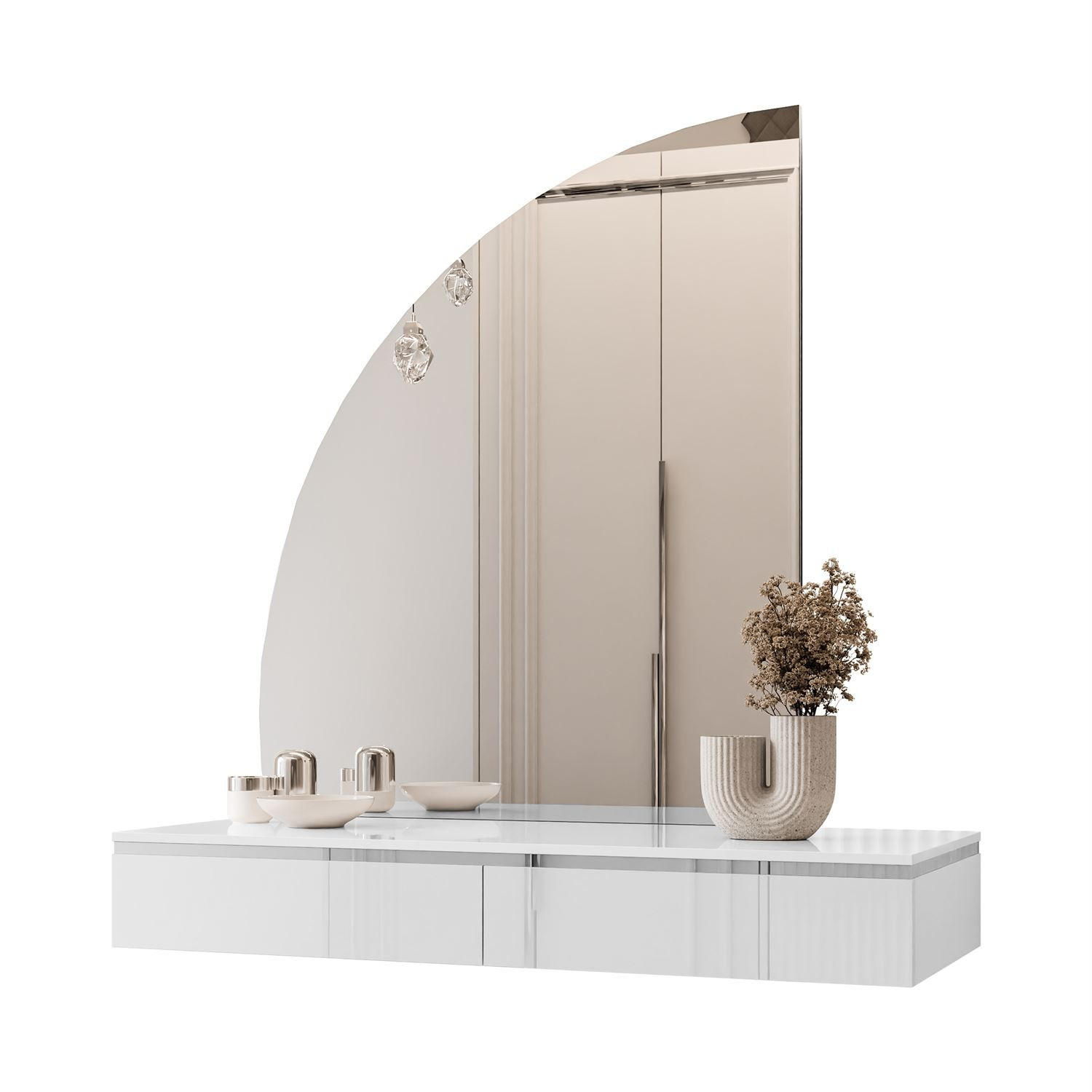 Lookway Schminktisch Weiß Hochglanz 102x15x43.6 cm