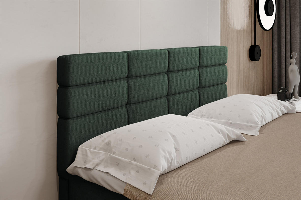 BOXBETT Reve 160 x 200 cm mit Bettkasten und Lattenrost ohne matratze - dunkelgrün - Hellblau, Holz (160/200cm) - Panda Möbel