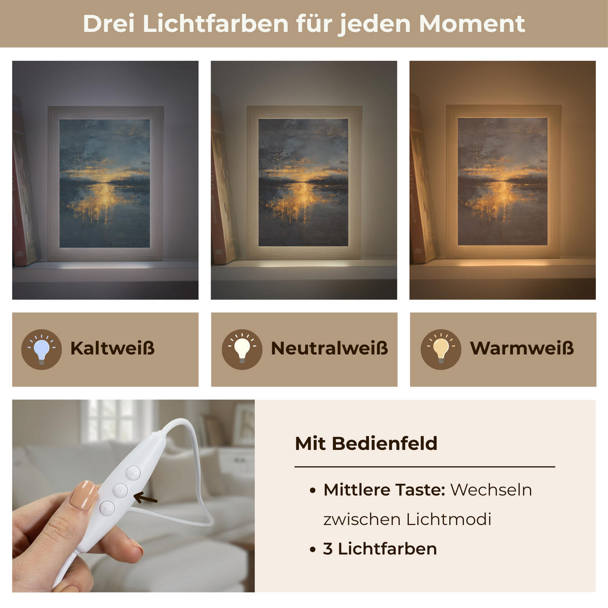 TISCHLEUCHTE Goldene Reflexion auf dem Wasser 15x20 cm - Beere, Holzwerkstoff (8/15/20cm) - OnlyWow