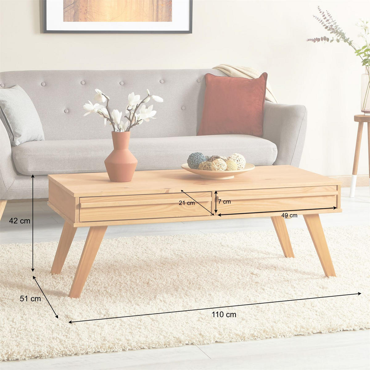 COUCHTISCH JONA braun - Braun, Holz (50/110/42cm) - IDIMEX