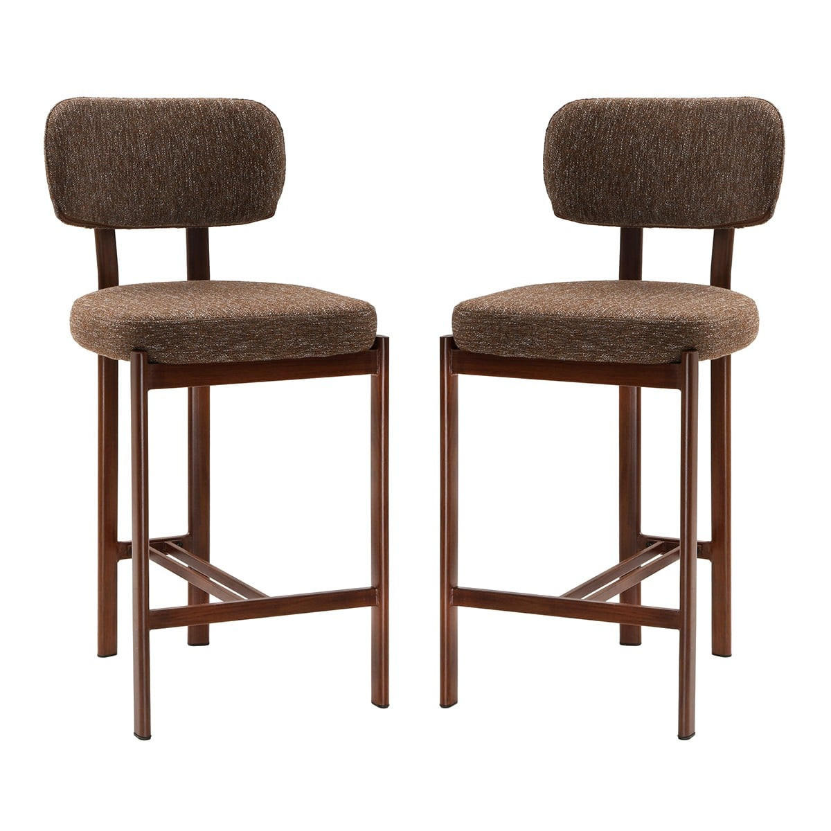 HOCKER 2er Set Stoff 56/56/92 cm - Braun, Textil (56/92/56cm) - Calicosy