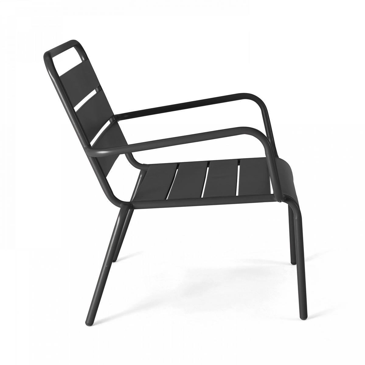 RELAXSESSEL MIT HOCKER 2-tlg., Grau - Grau, Metall (64/72/60cm) - Oviala