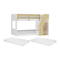 ETAGENBETT - 2 Personen - Holz, Platte - Naturfarben Hell, Weiß - - Naturfarben/Weiß, Holz (90/190cm) - Vente-Unique