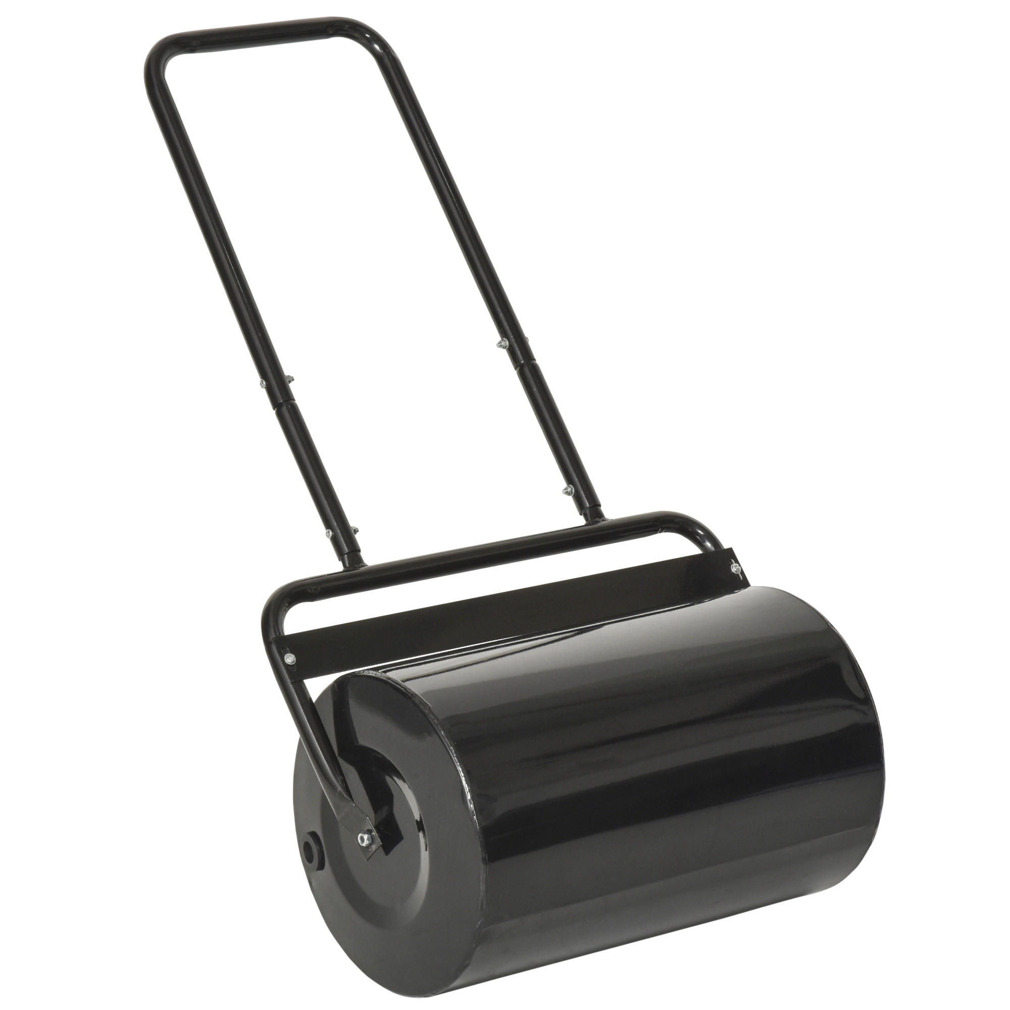 RASENWALZE mit U-Griff, Gartenrolle, Gartenwalze, 32 cm Durchmesser, Metall, Schwarz - Schwarz, Metall (32.5/113/58cm) - Outsunny