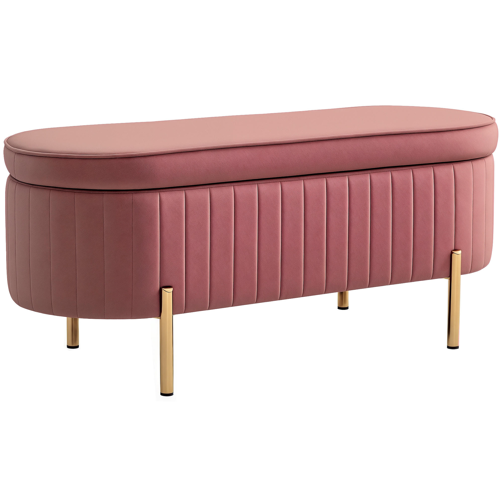 TRUHENBANK DE-16403 mit Samtbezug und Metallbeinen Rosa - Pink, Textil (108/43.5/44cm) - ComfortXL