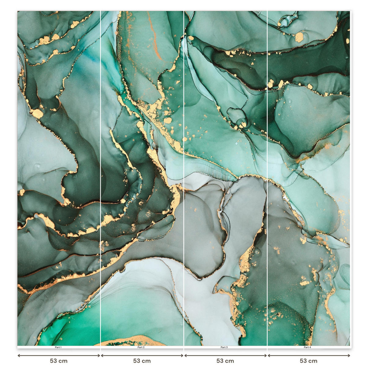 TAPETE - Gold - Marmor - Grün - Luxus - Marmoroptik - Grau - 200x220 cm - Grün, Papier (200/220cm) - OnlyWow