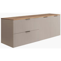 BADEZIMMER-SET, 57×46×160 cm, Kaschmir / Eiche Craft, schwarzer Griff - Beige, Holzwerkstoff (160/57/46cm) - 3XE LIVING