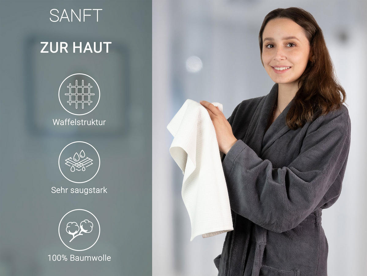 GÄSTETÜCHER, 10er-Set, 30x50 cm, 100% Baumwolle, Weiß - Weiß, Textil (30/50cm) - Zollner