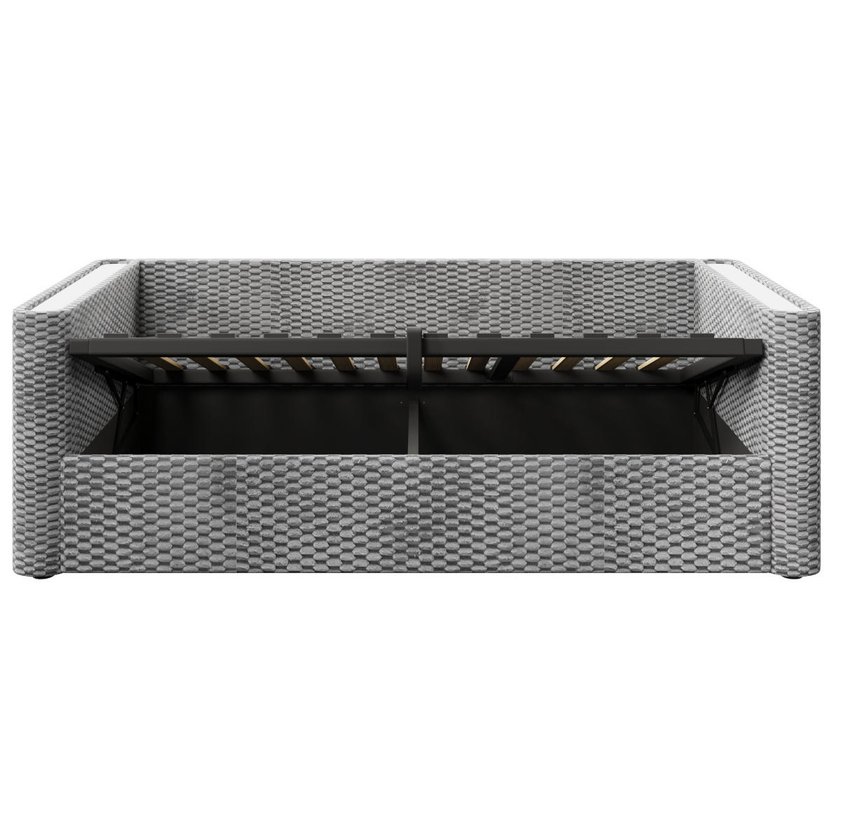 ČALOUNĚNÁ postel 90/200 cm ze sametu s LED osvětlením a hydraulickým úložným prostorem, Šedá - šedá, textil (90/200cm) - Redom