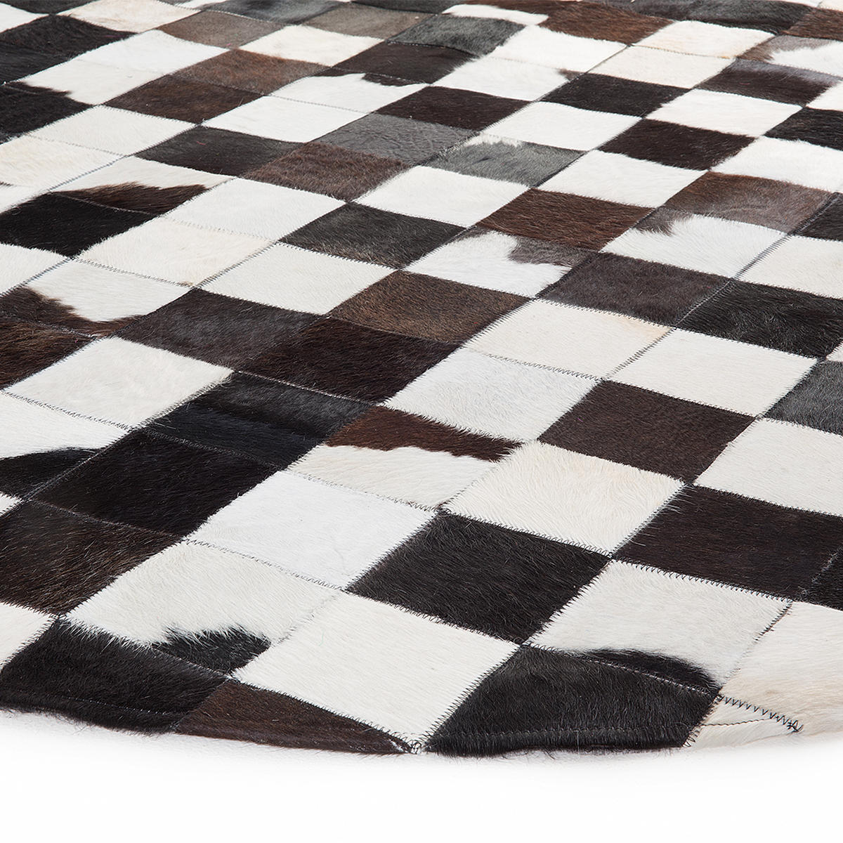 KURZFLOR-TEPPICH Bergama 140/140 cm - Schwarz, Fell (140/140cm) - Beliani