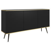 KOMMODE 160cm Rodi auf Beinen - 3 Türen, Schwarz - Schwarz, Holz (160/85/39cm) - Emporius