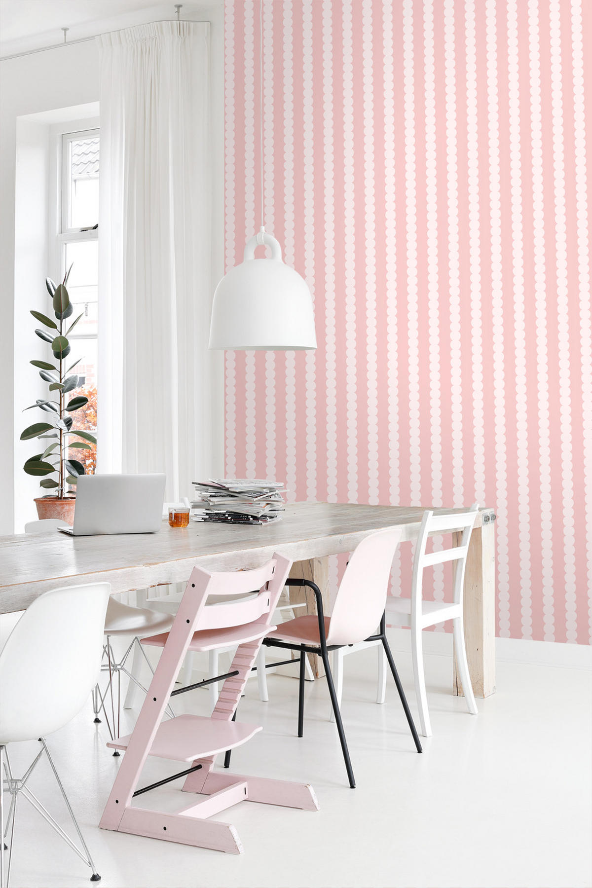 TAPETE grafisches Muster 0.53 x 10.05 m - Pink, Papier (53/1000cm) - ESTAhome