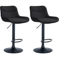 BARHOCKER 2er Set Stoff schwarz - Schwarz, Textil/Metall (49/85/51cm) - CLP