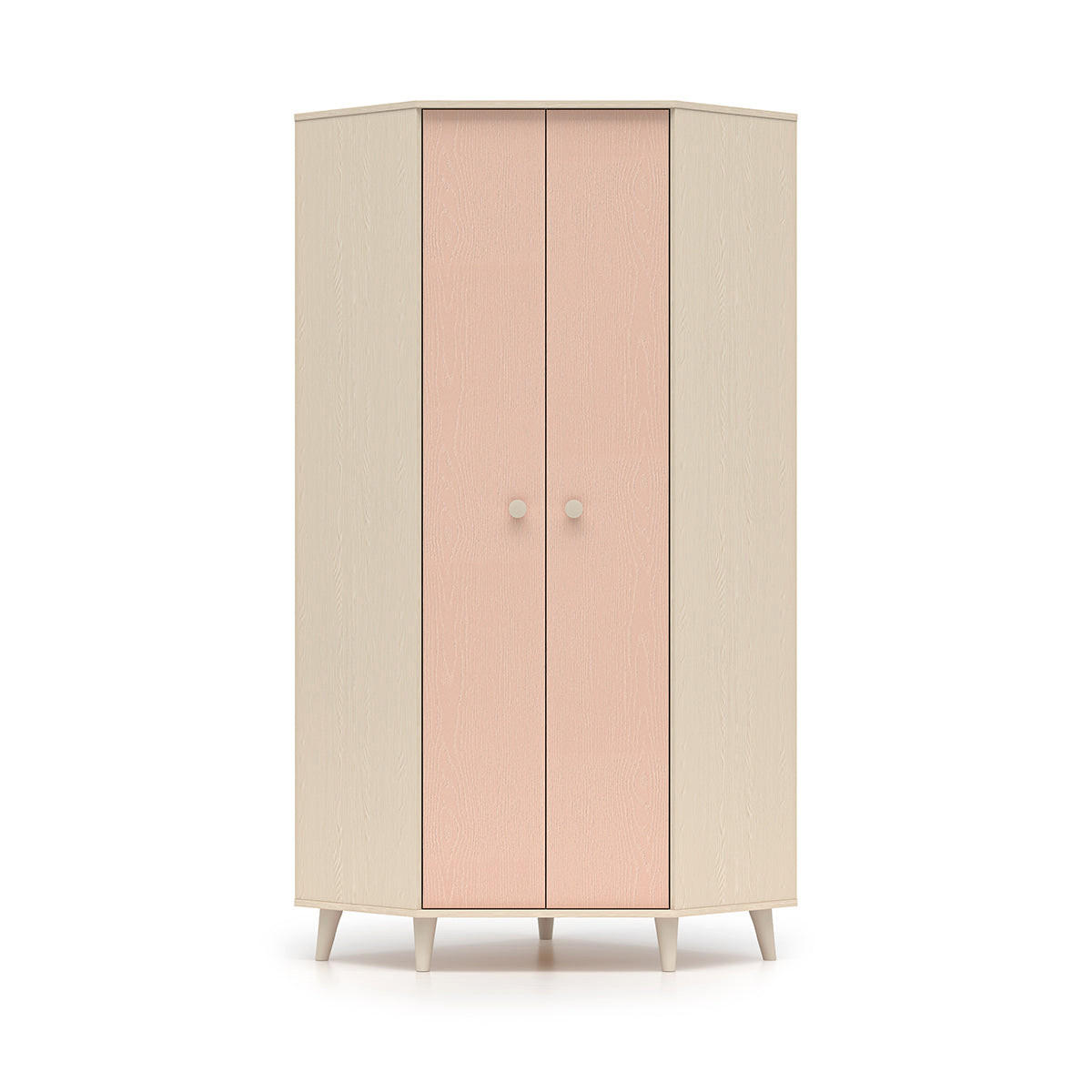 SCHRANK 2 Türen Alycia Beige - Korallenrosa - Holzeffekt - Pink, Holz (80/190/80cm) - Petits-meubles