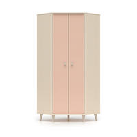 SCHRANK 2 Türen Alycia Beige - Korallenrosa - Holzeffekt - Pink, Holz (80/190/80cm) - Petits-meubles