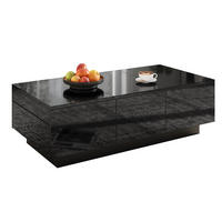 COUCHTISCH 100/31/50 cm Schwarz hochglänzend mit Schubladen und Schiebefächern - Schwarz, Holzwerkstoff (100/50/23.5cm) - OKWISH