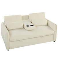 SCHLAFSOFA Chenille Beige - Beige/Schwarz, Holz/Kunststoff (90/84/166cm) - HOMCOM