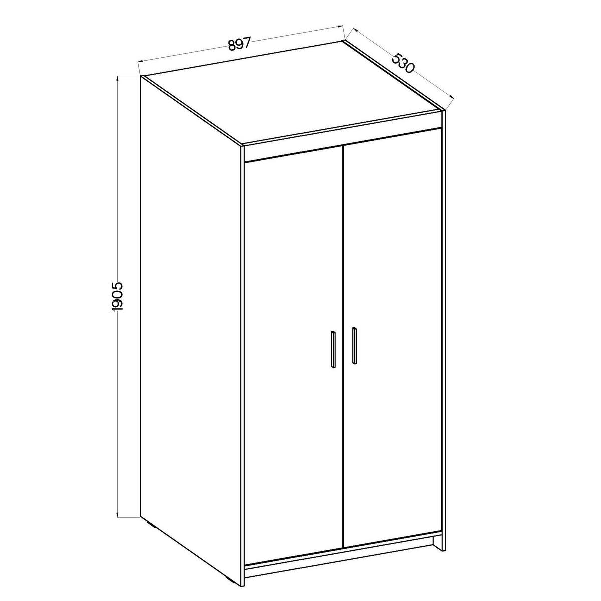 DREHTÜRENSCHRANK ELENORA 89,7/190,5/53cm 2-türig Braun - Braun, Holzwerkstoff (89.7/190.5/53cm) - MASSENO