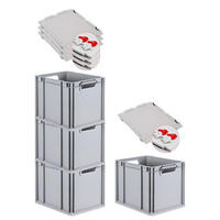 EUROBOX 4x Nextgen Economy Mit Scharnierdeckel Grau/Rot Griffe Offen 30 Liter - Rot, Kunststoff (30/32/40cm) - PROREGAL