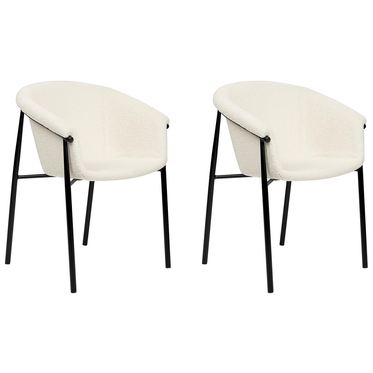 ESSZIMMERSTUHL 2er-Set Bouclé cremeweiß/schwarz Ames - Creme/Schwarz, Textil (59/80/56cm) - Beliani