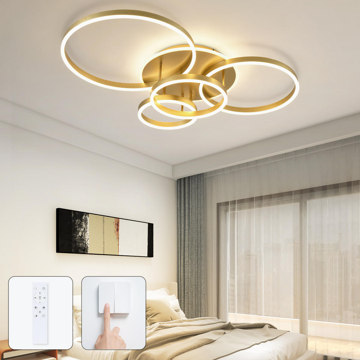 LED-DECKENLEUCHTE Peldar 65.0/98.0/12.0 cm - Goldfarben, Metall (98/65/12cm) - ZMH