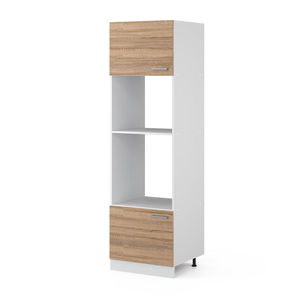 MIKROWELLENSCHRANK R-Line Sonoma 60 cm - Weiß/Sonoma Eiche, Holzwerkstoff (60/206.8/57.2cm) - Vicco