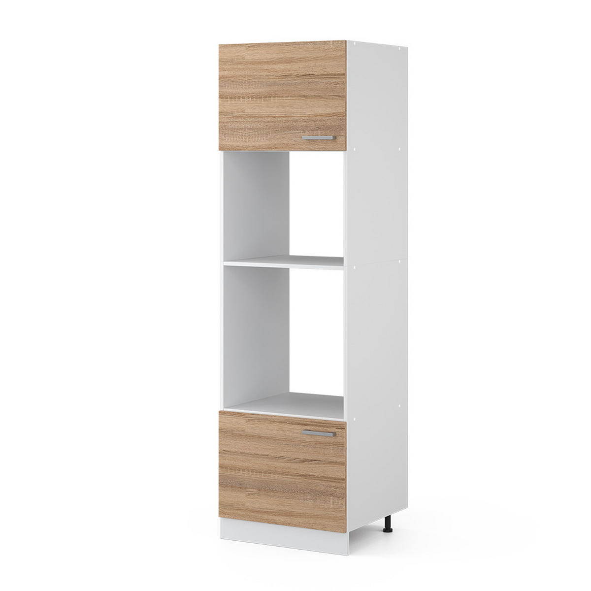 HOCHSCHRANK R-Line Sonoma 60 cm mit offenen Regalen, und Türen - Weiß/Sonoma Eiche, Holzwerkstoff (60/207/57.2cm) - Vicco