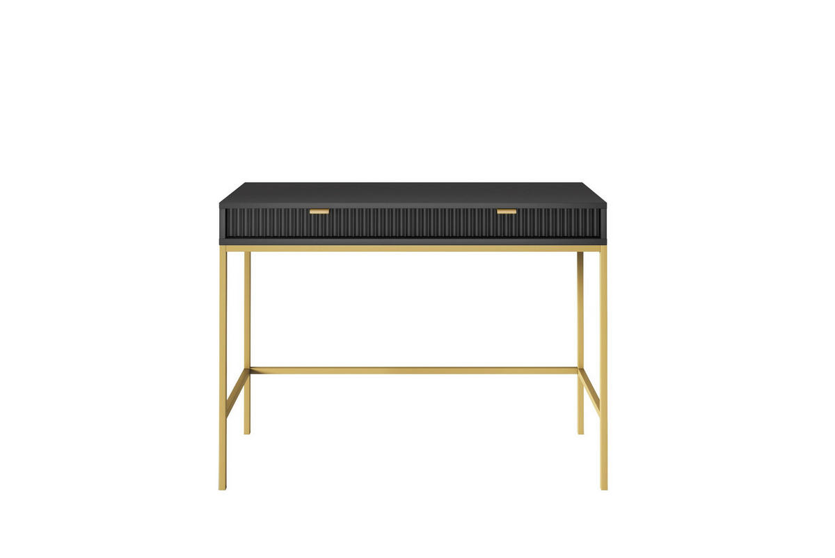 SCHMINKTISCH Kioto in Schwarz mit Metallbeinen - Goldfarben/Schwarz, Holzwerkstoff/Metall (50/104/77cm) - Ravio