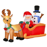 AUFBLASBARER Weihnachtsmann auf Schlitten, Polyester, Rot+Gelb - Multicolor, Kunststoff (80/128/200cm) - HOMCOM