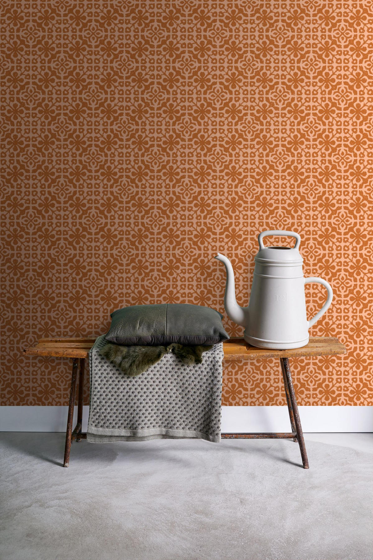 TAPETE abgenutzte Fliesen 50 x 900 cm - Orange, Papier (50/900cm) - ESTAhome