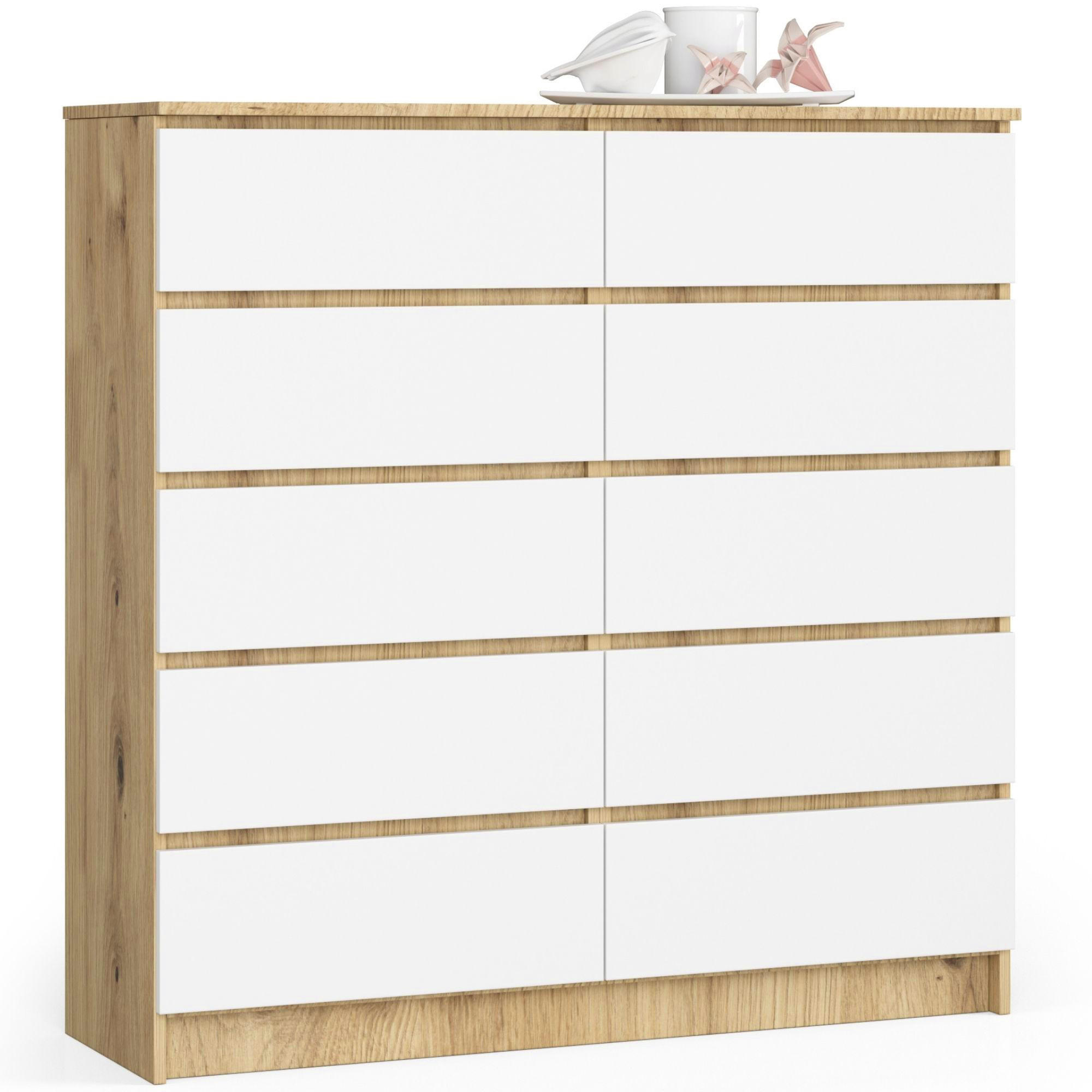 Akord Kommode Eiche Artisan, Weiß 120x121x40 cm