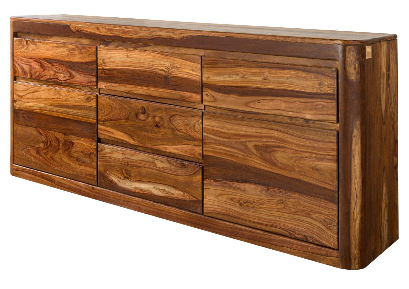 SIDEBOARD Sheesham 185x40x80 walnuss gewachst TORONTO #202 - Walnussfarben, Holzwerkstoff (185/80/40cm)