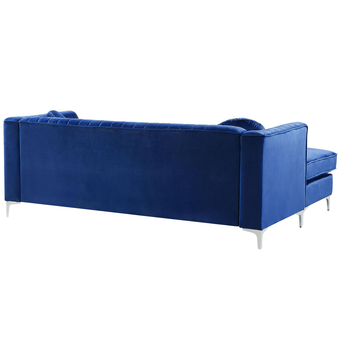 ECKSOFA Samtstoff Marineblau linksseitig Timra - Hellblau, Textil (220/160cm) - Beliani