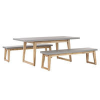 GARTENMÖBEL SET Beton/Akazienholz grau Tisch mit 2 Bänken Oria - Hellbraun/Grau, Stein - Beliani