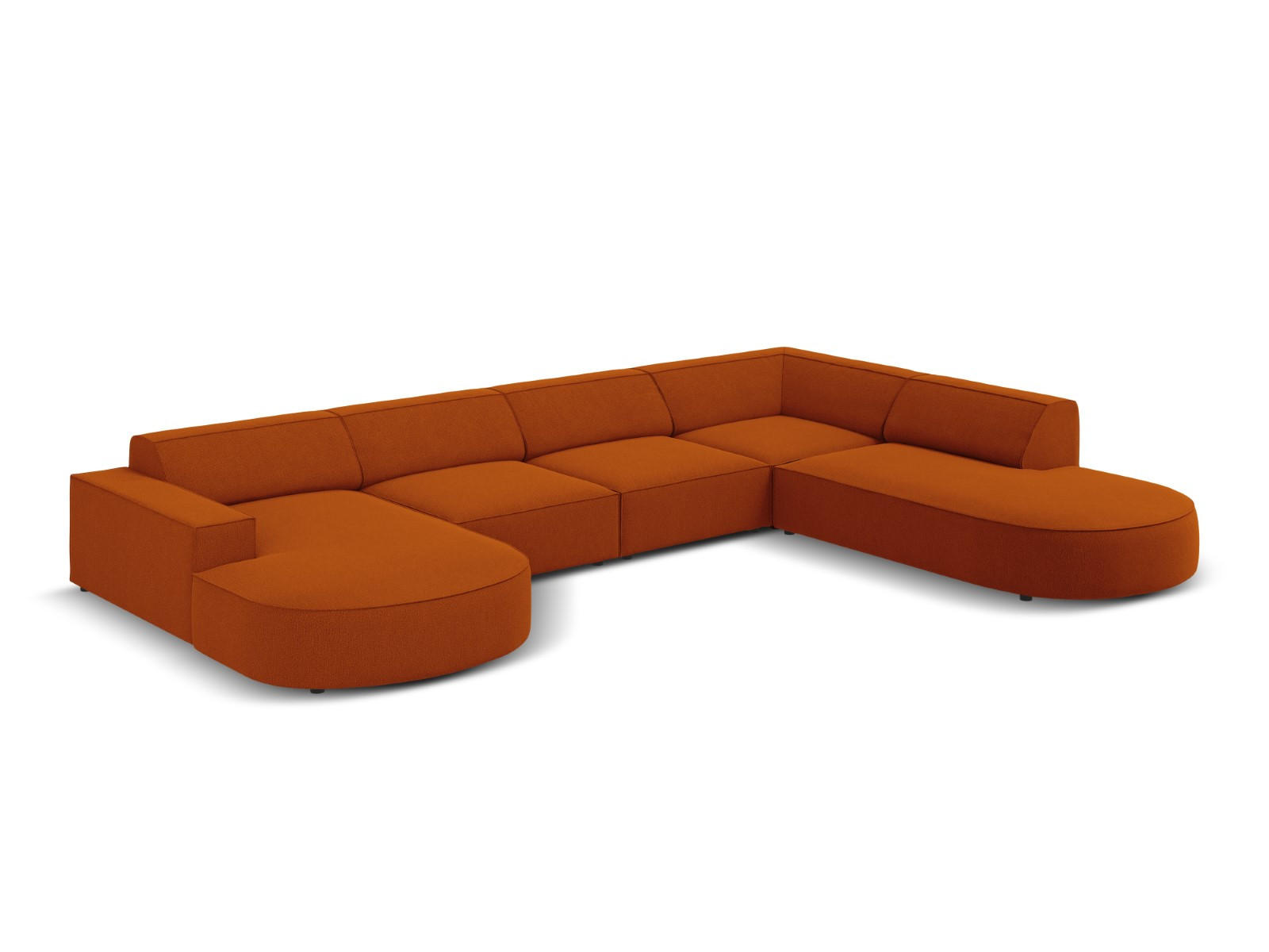 Thumbnail - Micadoni Panoramasofa, Terra cotta, Textil, 7-Sitzer, U-Form, 262x70x364 cm, Hergestellt in Europa, Wohnzimmer, Sofas & ...