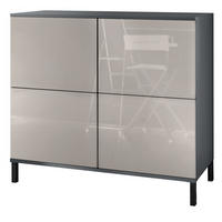 KOMMODE Rova Sandgrau Hochglanz - Sandfarben, Holzwerkstoff (92.5/83.5/35cm) - Vladon