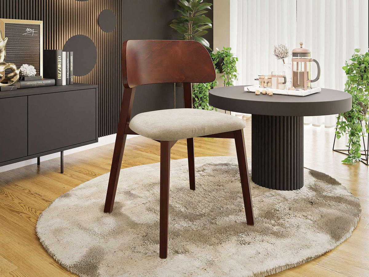 POLSTERSTUHL Dario, Holzfarbe: Nuss - Nussbaumfarben/Braun, Holz/Textil (47/80/50cm) - MIRJAN24