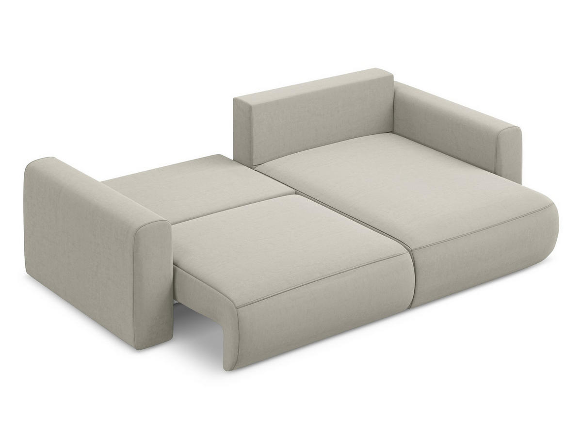 ECKSOFA mit Schlaffunktion Samt Stoff Creme - Perlmutt/Creme, Kunststoff/Textil (240/149cm) - Makamii