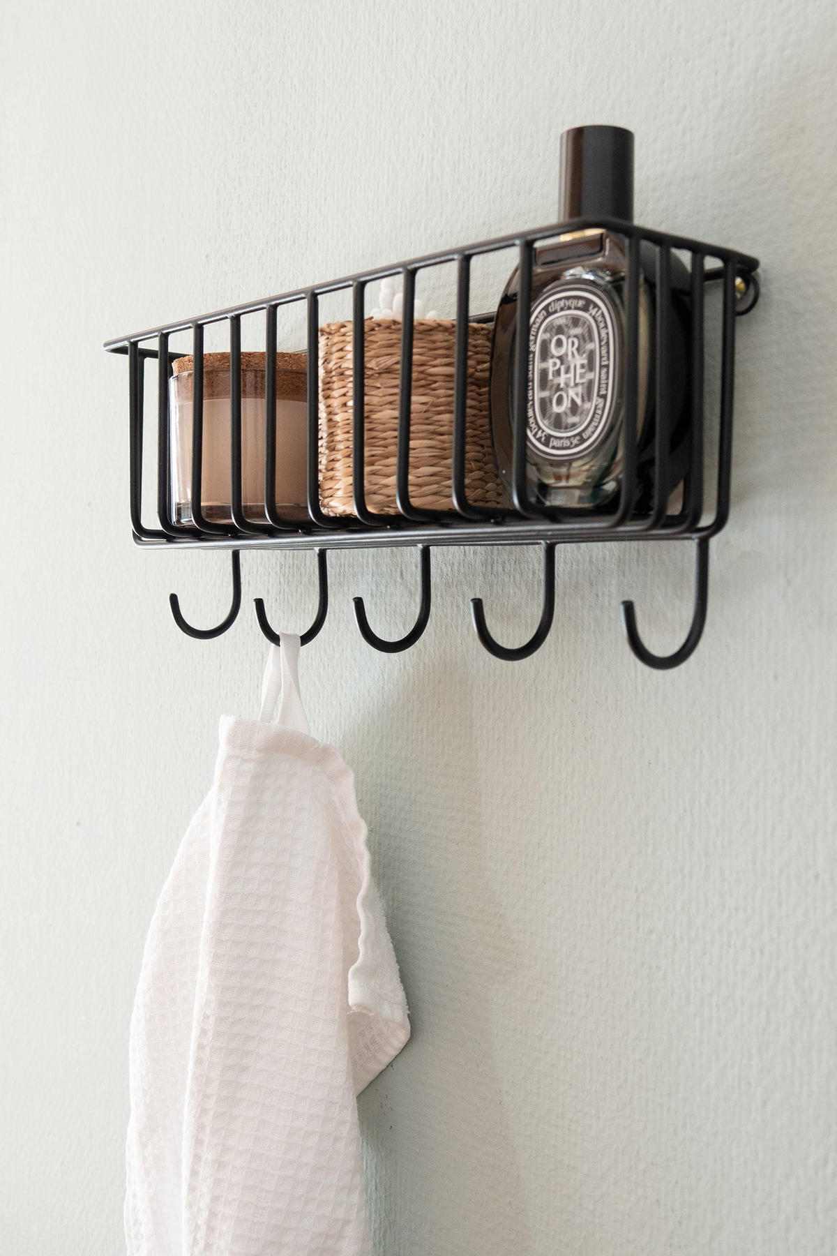 AUFBEWAHRUNGSKORB Fynn mit Haken in Schwarz 30/13 cm - Schwarz, Metall (8/13/30cm) - LaLe Living