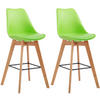 BARHOCKER 2er Set Kunststoff grün - Eukalyptusholzfarben/Grün, Holz/Kunststoff (48/112/56cm) - CLP