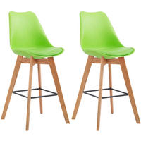 BARHOCKER 2er Set Kunststoff grün - Eukalyptusholzfarben/Grün, Holz/Kunststoff (48/112/56cm) - CLP