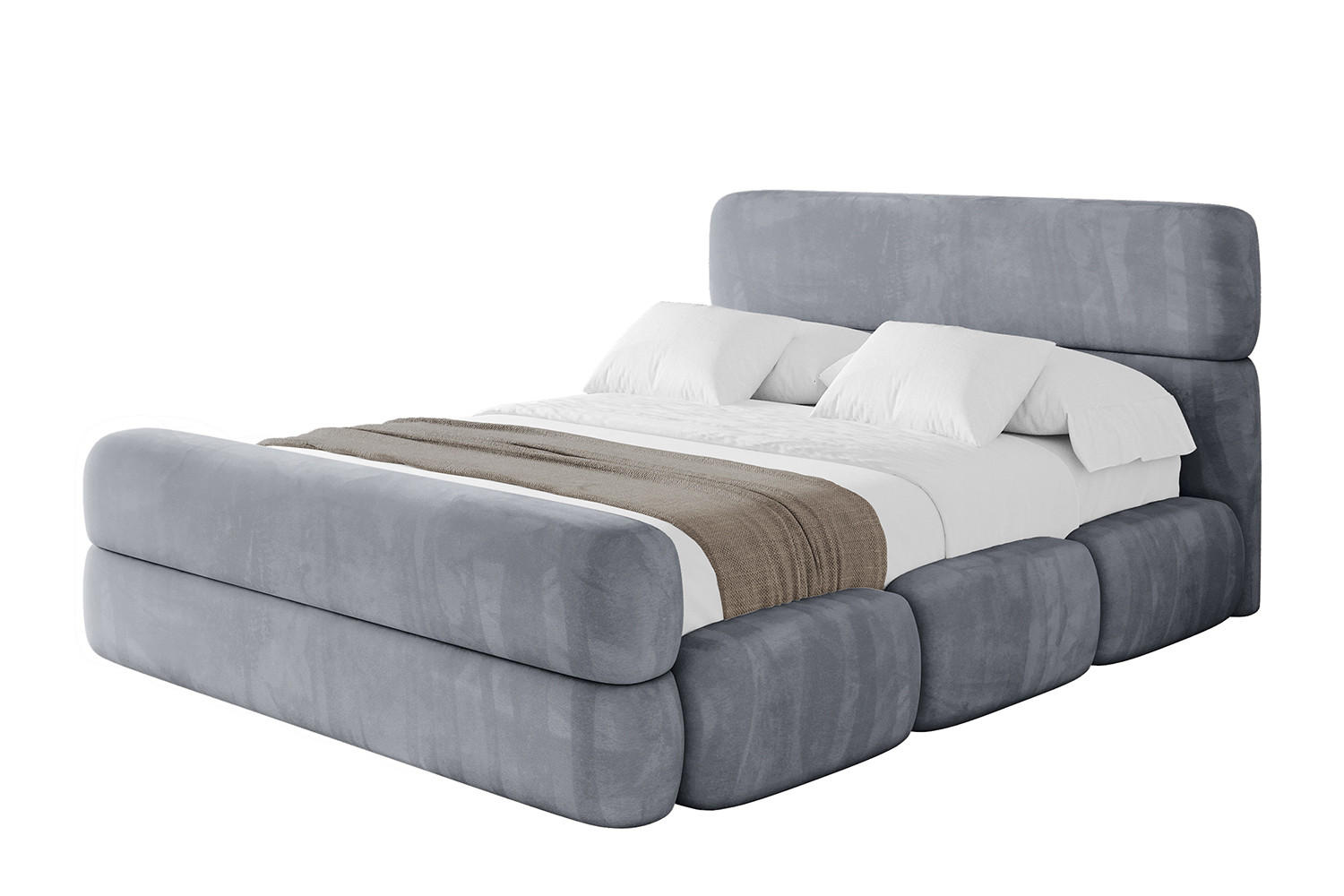 POLSTERBETT mit Bettkasten, Fußteil und Lattenrost, Boxbett ohne Matratze - ELVA-Z 200x200 Grau - Grau, Holzwerkstoff/Textil (200/200cm) - ALTDECOR