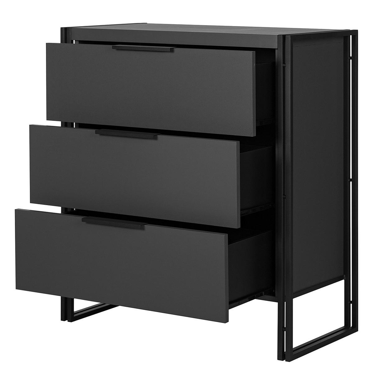 KOMMODE mit 3 Schubladen - Schwarz, Holzwerkstoff (80/90/39cm) - home24