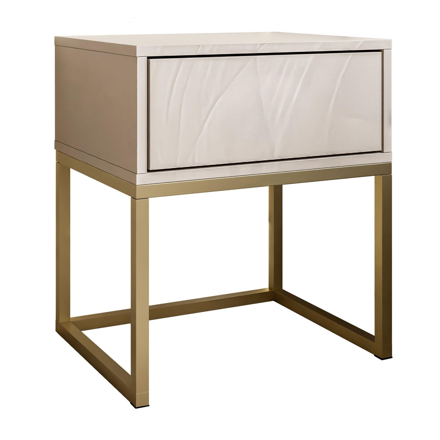 NACHTTISCH BLANCO KASZMIR auf Gestell PUSH OPEN kaschmir/gold - Goldfarben, Holzwerkstoff (45/52/37cm) - Lookway