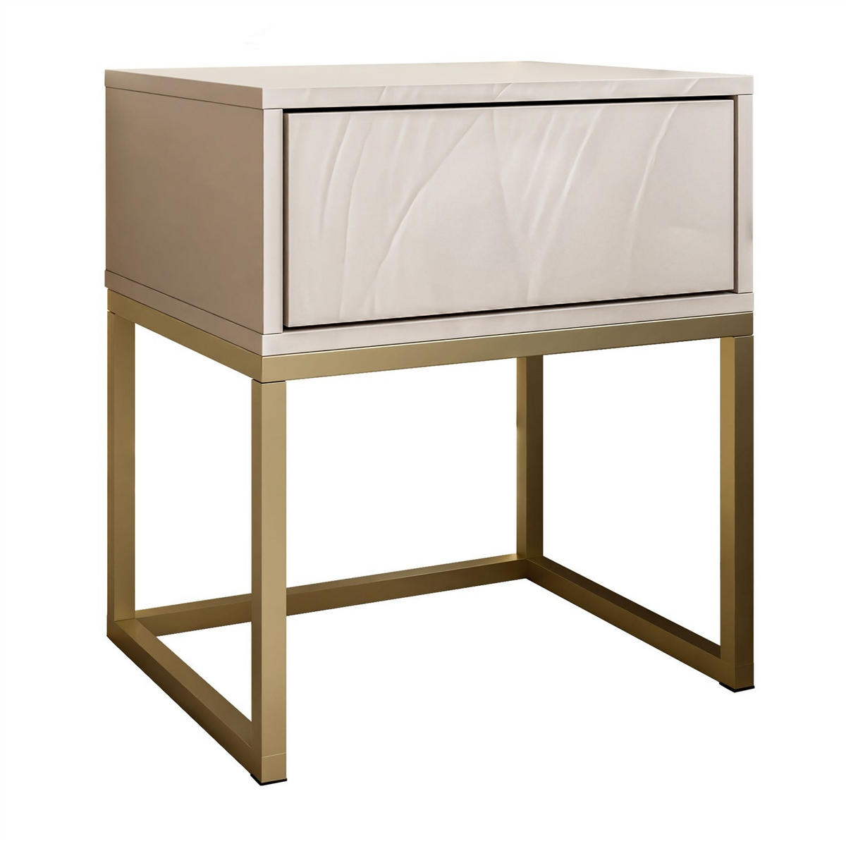 NACHTTISCH BLANCO KASZMIR auf Gestell PUSH OPEN kaschmir/gold - Goldfarben, Holzwerkstoff (45/52/37cm) - Lookway