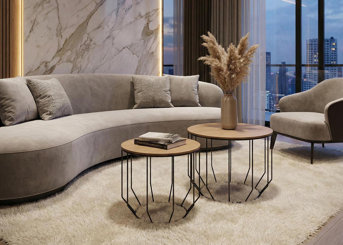 MIZA za kavč okrogla Rjava, Črna - črna/rjava, les (50/50/40cm) - MCW