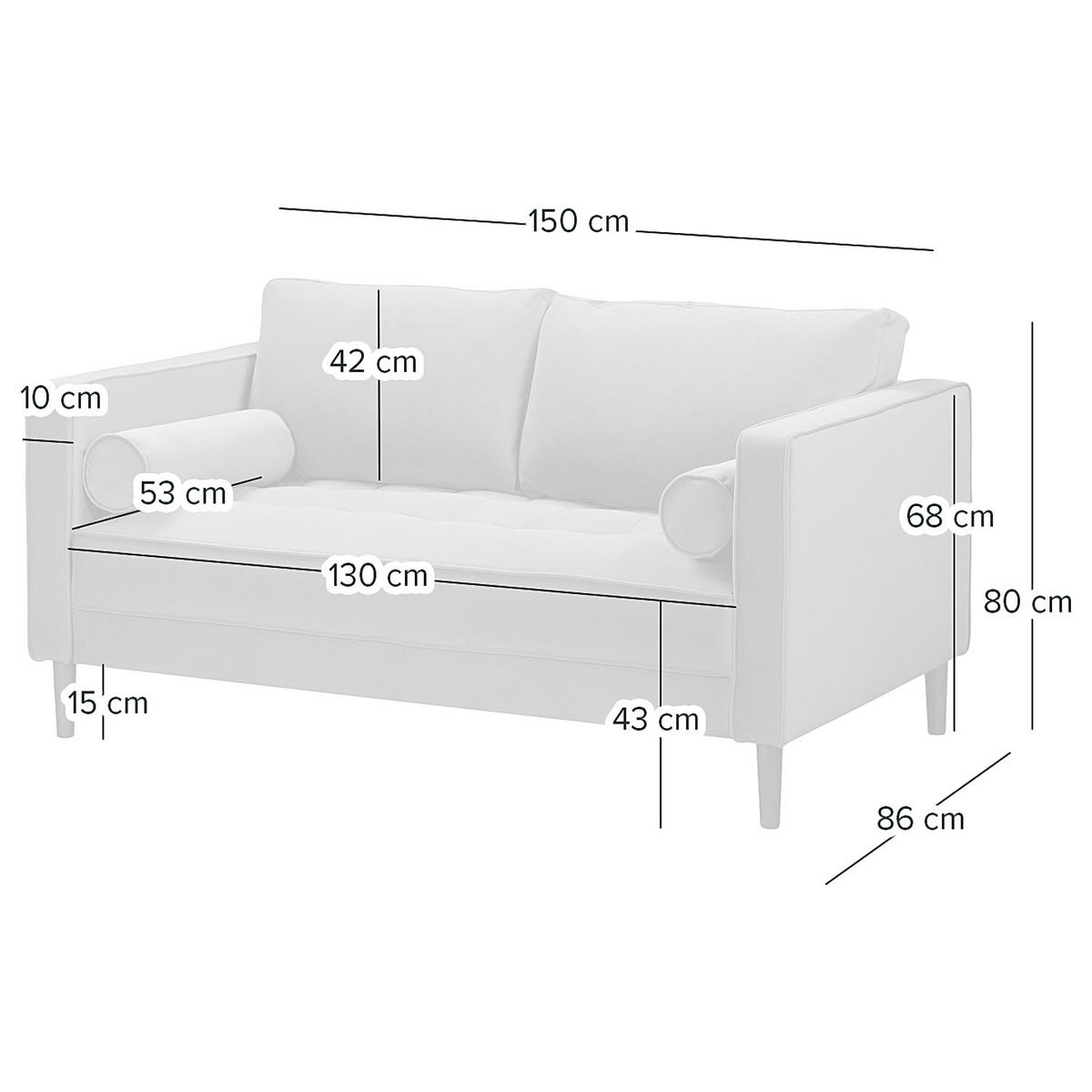 2-SITZER SOFA - Samt - Dunkelbraun/Creme, Holz/Birkenholz (150/80/86cm) - home24