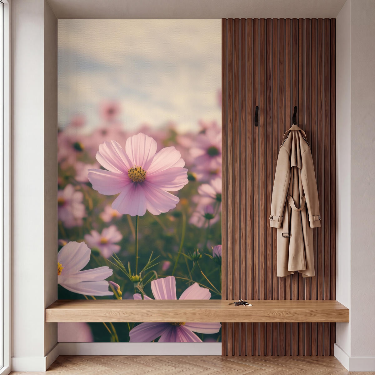 TAPETE - Blumen - Lila - Unscharf - 140x280 cm - Rosa, Papier (140/280cm) - OnlyWow
