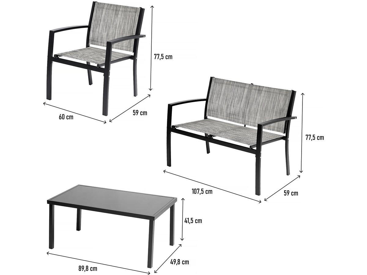 GARTENSITZGRUPPE lino Grau - Grau, Metall - Habitat Garten